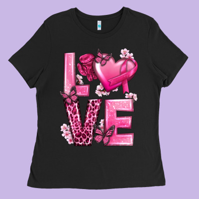Love Cancer With Heart Ladies Tee Designed By Texasbilliewilder