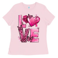 Bubblegum Pink Love Cancer with Heart Ladies Tee - texasbilliewilder