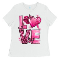 White Love Cancer with Heart Ladies Tee - texasbilliewilder