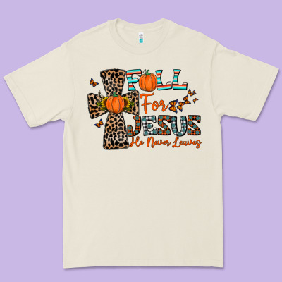 Fall For Jesus He Never Leaves Premium Tee Designed By Cowhidedigitalart