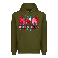 Army Green Happy Valentine's Day with teeth Valentine's Day Premium Hoodie - HowdyJamesFarm