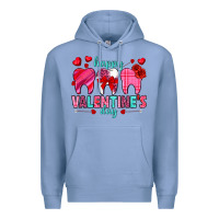 Colony Blue Happy Valentine's Day with teeth Valentine's Day Premium Hoodie - HowdyJamesFarm