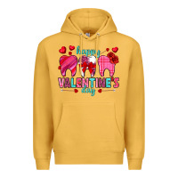 Mustard Happy Valentine's Day with teeth Valentine's Day Premium Hoodie - HowdyJamesFarm