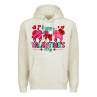 Oatmeal Heather Happy Valentine's Day with teeth Valentine's Day Premium Hoodie - HowdyJamesFarm