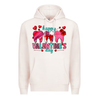 Pale Pink Happy Valentine's Day with teeth Valentine's Day Premium Hoodie - HowdyJamesFarm
