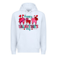 White Happy Valentine's Day with teeth Valentine's Day Premium Hoodie - HowdyJamesFarm