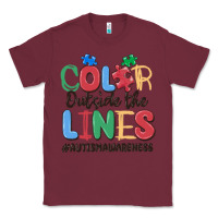 Burgundy color outside the lines autism awareness Classic Tee - MaliasSmallBusiness