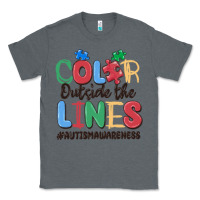 Charcoal Heather color outside the lines autism awareness Classic Tee - MaliasSmallBusiness