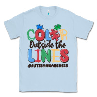 Dusty Blue color outside the lines autism awareness Classic Tee - MaliasSmallBusiness