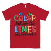 Red color outside the lines autism awareness Classic Tee - MaliasSmallBusiness