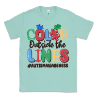 Seafoam color outside the lines autism awareness Classic Tee - MaliasSmallBusiness