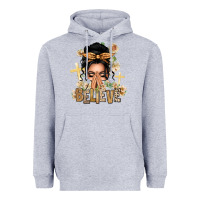 Heather Grey Black Hair Believe Praying Caucasian Messy Bun Heavyweight Hoodie - texasbilliewilder