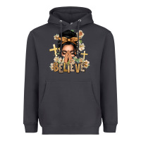 Smoke Black Hair Believe Praying Caucasian Messy Bun Heavyweight Hoodie - texasbilliewilder