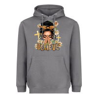 Storm Black Hair Believe Praying Caucasian Messy Bun Heavyweight Hoodie - texasbilliewilder