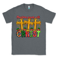 Charcoal Heather christmas begins with christ Classic Tee - CowhideDigitalArt