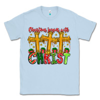 Dusty Blue christmas begins with christ Classic Tee - CowhideDigitalArt