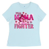 Baby Blue My Mama Is a Fighter with Ribbon Ladies Tee - texasbilliewilder