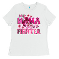White My Mama Is a Fighter with Ribbon Ladies Tee - texasbilliewilder