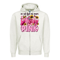 Oatmeal Heather in october we wear pink football Zipper Hoodie - LillyAllenDesigns