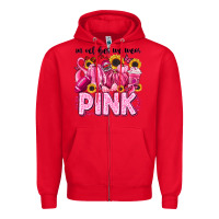 Red in october we wear pink football Zipper Hoodie - LillyAllenDesigns