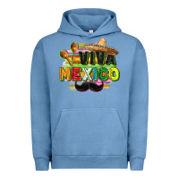 Pigment Pebble Blue Viva Mexico Urban Hoodie - FaDigitalArtStudio