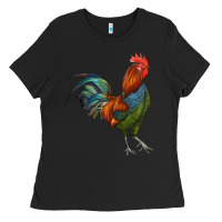 Black rooster Ladies Tee - RanaPortraitStore