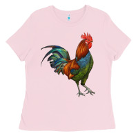 Bubblegum Pink rooster Ladies Tee - RanaPortraitStore