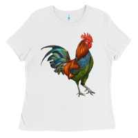 White rooster Ladies Tee - RanaPortraitStore