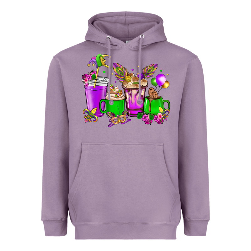 Mardi Gras Coffee Cups Heavyweight Hoodie by NancyCooperArtShop | Teevron