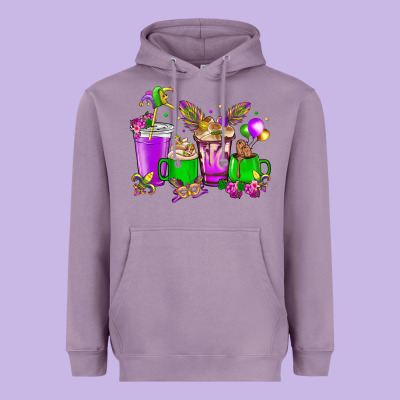 Mardi Gras Coffee Cups Heavyweight Hoodie Designed By Nancycooperartshop