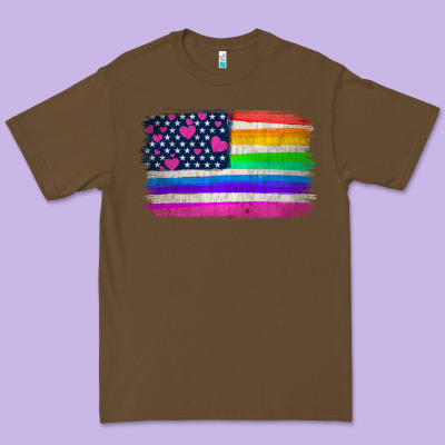American Flag And Lgbt Flag  Background Premium Tee Designed By Hra Design Shop