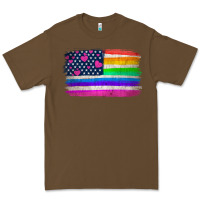 Cacao american flag and lgbt flag  background Premium Tee - HRA Design Shop