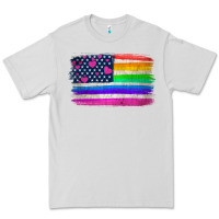 Dove Grey american flag and lgbt flag  background Premium Tee - HRA Design Shop