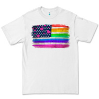 White american flag and lgbt flag  background Premium Tee - HRA Design Shop