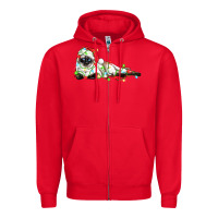 Red christmas siamese cat Zipper Hoodie - LillyAllenDesigns