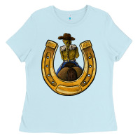 Baby Blue horseshoe and cowgirl Ladies Tee - JahusDesignShop