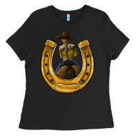 Black horseshoe and cowgirl Ladies Tee - JahusDesignShop