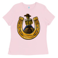 Bubblegum Pink horseshoe and cowgirl Ladies Tee - JahusDesignShop