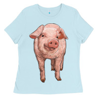 Baby Blue pig Ladies Tee - RanaPortraitStore