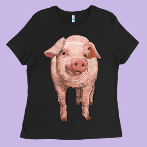Pig Ladies Tee Designed By Ranaportraitstore