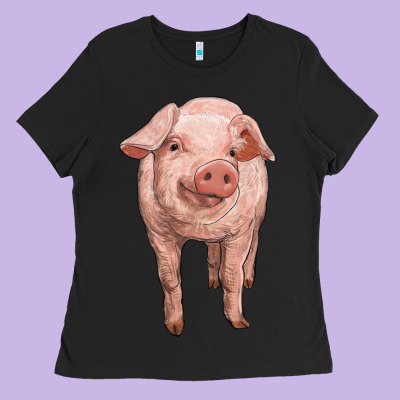 Pig Ladies Tee Designed By Ranaportraitstore