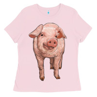 Bubblegum Pink pig Ladies Tee - RanaPortraitStore