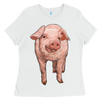 White pig Ladies Tee - RanaPortraitStore