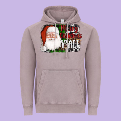 Santa Merry Christmas Y'all Vintage Hoodie Designed By Adodesignshop