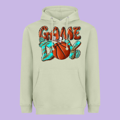 Game Day Leopard Basketball Heavyweight Hoodie Designed By Nancycooperartshop