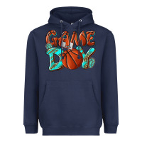 Navy Game day leopard basketball Heavyweight Hoodie - NancyCooperArtShop