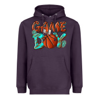 Plum Game day leopard basketball Heavyweight Hoodie - NancyCooperArtShop