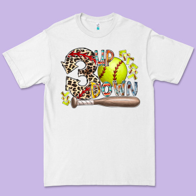 Three Up Down Softball Premium Tee Designed By Racoondesign