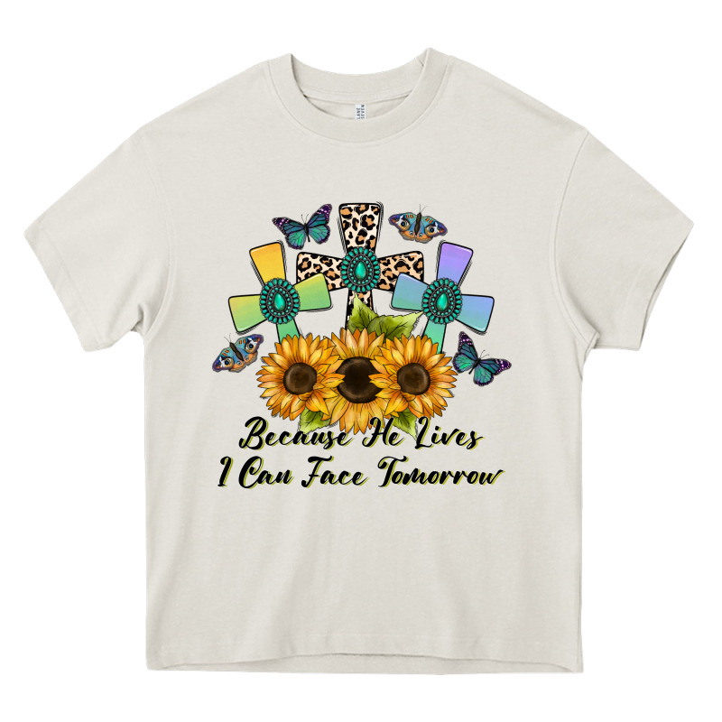 Because He Lives I Can Face Tomorrow Heavy Core Tee by CowhideDigitalArt | Teevron