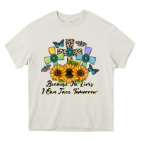 Cream because he lives i can face tomorrow Heavy Core Tee - CowhideDigitalArt